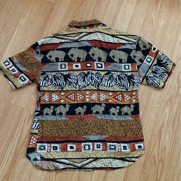 Vintage CALICHE COLLECTION Tribal Animal Print Blouse Top Size M - Picture 8 of 8